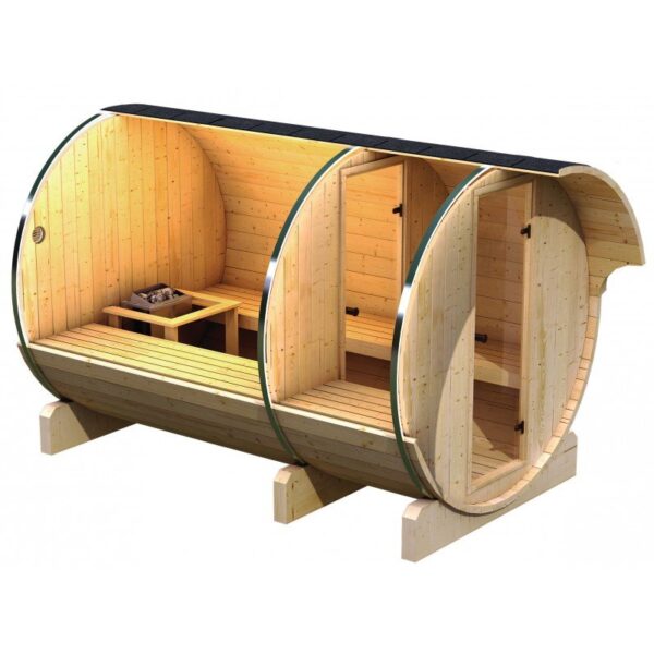 Sauna exterior de barril 3 Karibu con camara - 4 a 6 plazas - Imagen 3