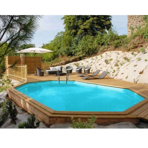 Piscina de madera Gre Sunbay Sevilla octogonal alargada 8,52m x 4,55m x 1,46m - Imagen 4