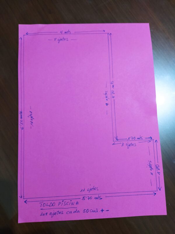 Cubierta de Invierno de protección de 650gr/m2 (Azul/Beige) de medidas: croquis (medidas finales) - Imagen 2