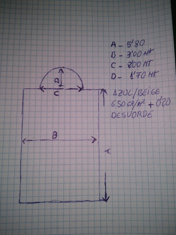 Cubierta de Invierno de protección de 650gr/m2 (Azul/Beige) de medidas: croquis + 20cm de margen - Imagen 2