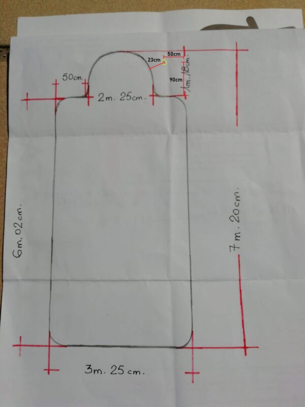 Cubierta de Invierno de protección de 650gr/m2 (Azul/Beige) de medidas: 7,20m x 3,25m forma croquis + 30cm de margen - Imagen 2