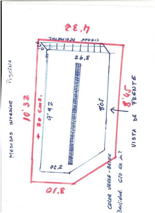 Cubierta de invierno de protección de 650gr/m2 (verde/beige) de medidas: CROQUIS - Imagen 2